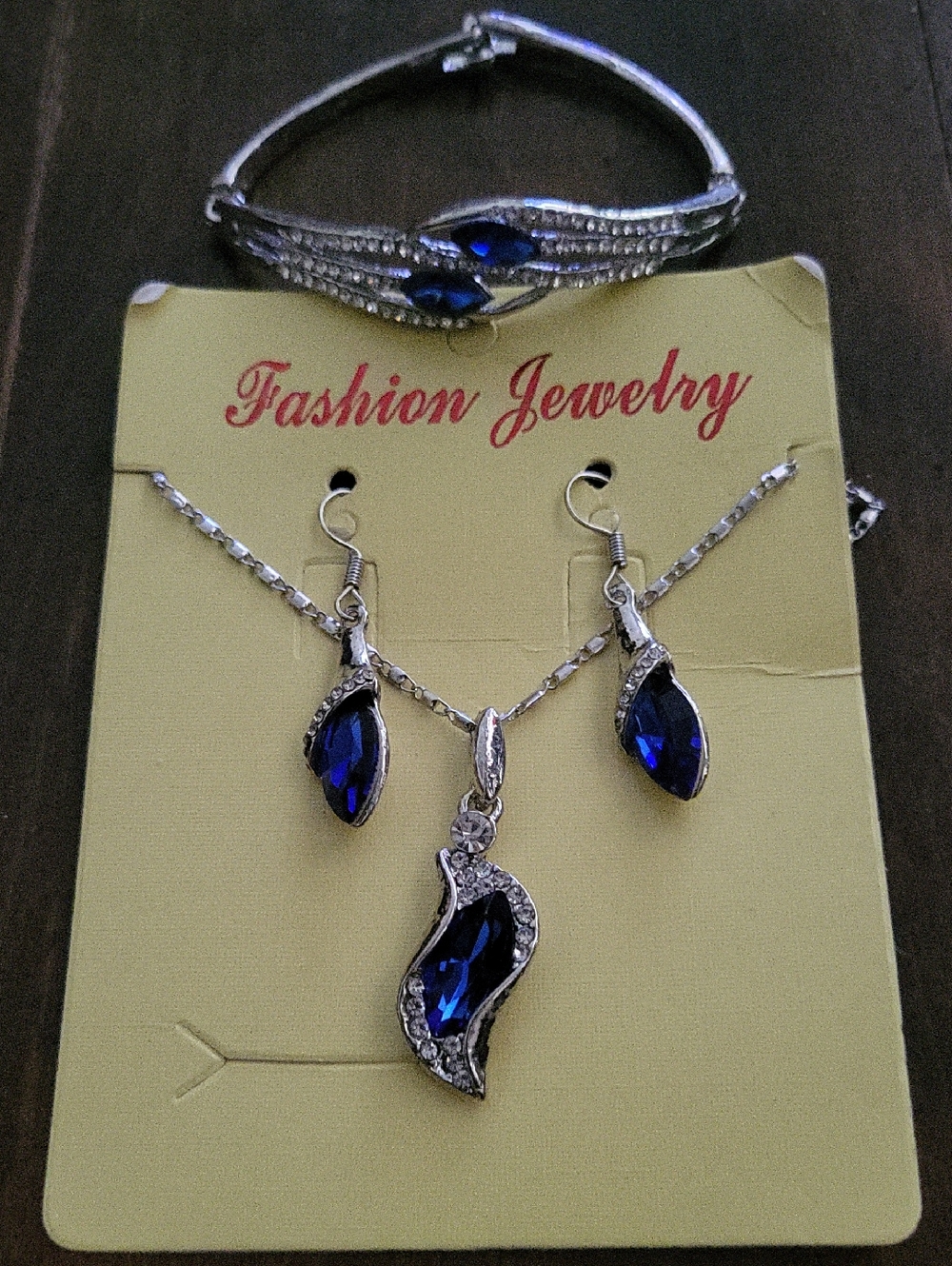 Blue Stone Earrings, Necklace, and Braclet Set